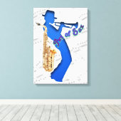 Pixerstick Sticker Kunst van saxofonist Canvas Afdruk (Insitu (Houten vloer))