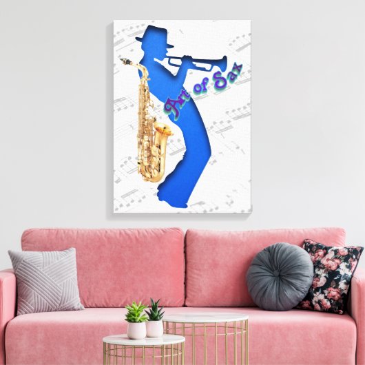 Pixerstick Sticker Kunst van saxofonist Canvas Afdruk (Insitu (Woonkamer))