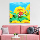 Pixerstick Sticker Leuke slaperige lieveheersbeest Canvas Afdruk (Insitu (Woonkamer))