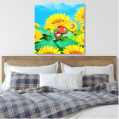 Pixerstick Sticker Leuke slaperige lieveheersbeest Canvas Afdruk (Insitu (Slaapkamer))