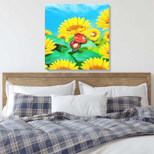 Pixerstick Sticker Leuke slaperige lieveheersbeest Canvas Afdruk (Insitu (Slaapkamer))