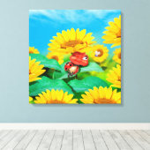 Pixerstick Sticker Leuke slaperige lieveheersbeest Canvas Afdruk (Insitu (Houten vloer))