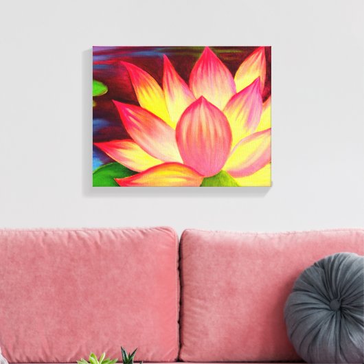 Pixerstick Sticker Lotus Bloem schilderij kunst Canvas Afdruk (Insitu (Woonkamer))
