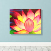Pixerstick Sticker Lotus Bloem schilderij kunst Canvas Afdruk (Insitu (Houten vloer))
