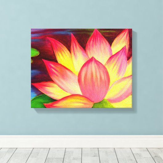 Pixerstick Sticker Lotus Bloem schilderij kunst Canvas Afdruk (Insitu (Houten vloer))