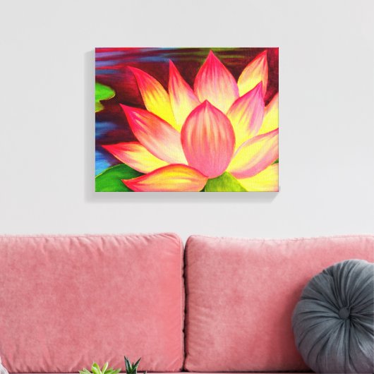 Pixerstick Sticker Lotus Bloem schilderij kunst Canvas Afdruk (Insitu (Woonkamer))