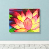 Pixerstick Sticker Lotus Bloem schilderij kunst Canvas Afdruk (Insitu (Houten vloer))