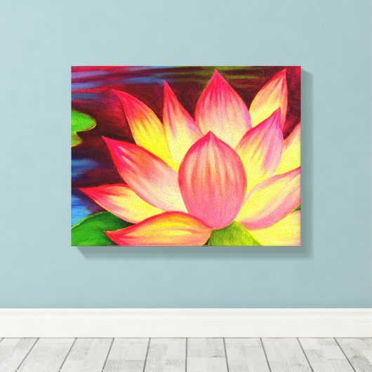 Pixerstick Sticker Lotus Bloem schilderij kunst Canvas Afdruk (Insitu (Houten vloer))