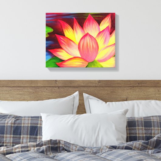 Pixerstick Sticker Lotus Bloem schilderij kunst Canvas Afdruk (Insitu (Slaapkamer))