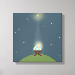 Pixerstick Sticker Met baby Jesus geboorte Illustr Canvas Afdruk