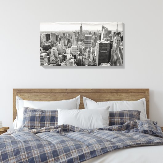 Pixerstick Sticker - New York City Skyline Canvas Afdruk (Insitu (Slaapkamer))