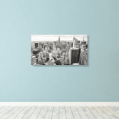 Pixerstick Sticker - New York City Skyline Canvas Afdruk (Insitu (Houten vloer))