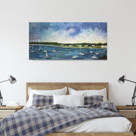 Pixerstick Sticker Northport Harbour N.Y Canvas Afdruk (Insitu (Slaapkamer))