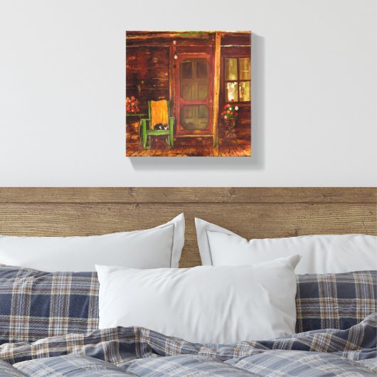 Pixerstick Sticker Olieverfschilderij van Rustieke Canvas Afdruk (Insitu (Slaapkamer))