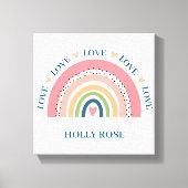 Pixerstick Sticker - Rainbow Hearts Blue 2 Canvas Afdruk (Voorkant)