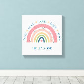 Pixerstick Sticker - Rainbow Hearts Blue 2 Canvas Afdruk (Insitu (Houten vloer))