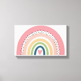 Pixerstick Sticker - Roze regenboog polka stippen Canvas Afdruk