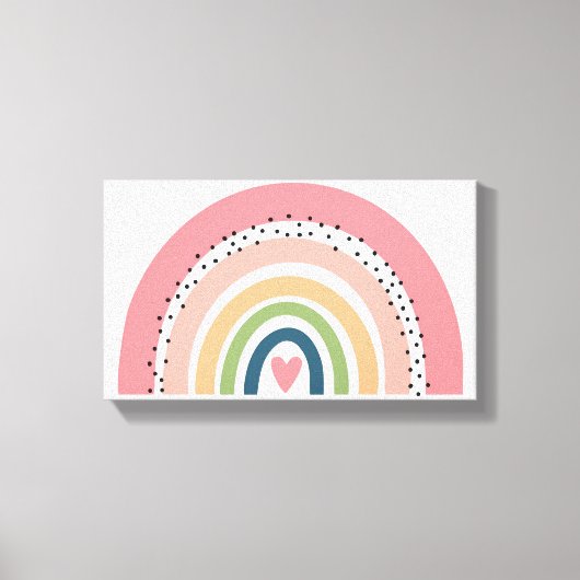 Pixerstick Sticker - Roze regenboog polka stippen Canvas Afdruk (Voorkant)