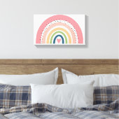 Pixerstick Sticker - Roze regenboog polka stippen Canvas Afdruk (Insitu (Slaapkamer))