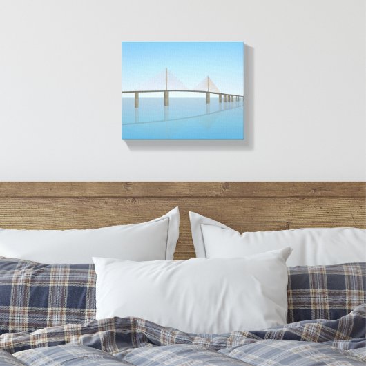 Pixerstick Sticker: Sunshine Skyway Bridge Canvas Afdruk (Insitu (Slaapkamer))