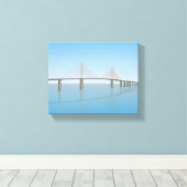 Pixerstick Sticker: Sunshine Skyway Bridge Canvas Afdruk (Insitu (Houten vloer))