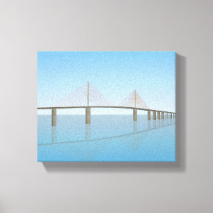 Pixerstick Sticker: Sunshine Skyway Bridge Canvas Afdruk
