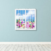 Pixerstick Sticker, Uitzicht van de bloemen, rusti Canvas Afdruk (Insitu (Houten vloer))