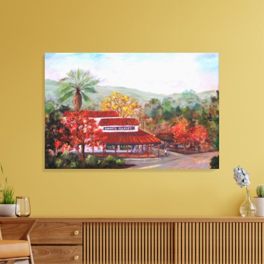 Pixerstick Sticker van Roberts' Market in Woodside Canvas Afdruk (Insitu (Woonkamer))