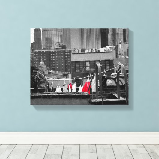 Pixerstick Sticker: waslijn Canvas Afdruk (Insitu (Houten vloer))