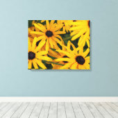 Pixerstick Sticker Zwart-ogige Susans Canvas Afdruk (Insitu (Houten vloer))