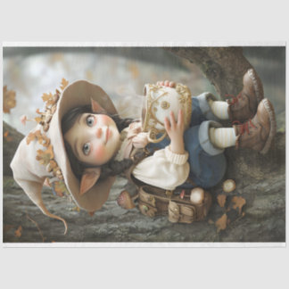 Pixie Beige Pet Mirror op het rechter weefselpapie Tissuepapier