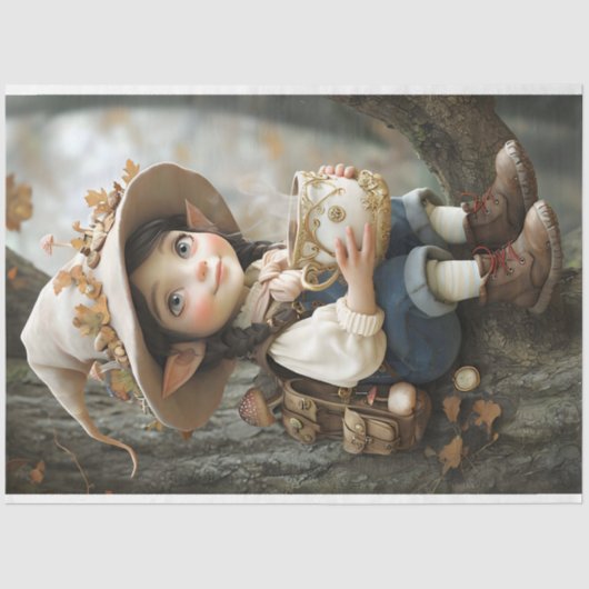 Pixie Beige Pet Mirror op het rechter weefselpapie Tissuepapier (Voorkant)