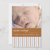 Pixie Blue Stripe Baby Boy Fotoaankondiging Aankondiging (Voorkant)
