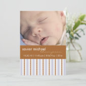 Pixie Blue Stripe Baby Boy Fotoaankondiging Aankondiging (Staand voorkant)
