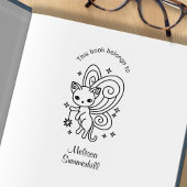 Pixie Cat - Fairy Wings Kat Bookplaat Rubberstempel