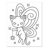Pixie Cat - Fairy Wings Kat Colour Page Rubberstempel (Afrduk)