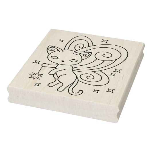 Pixie Cat - Fairy Wings Kat Colour Page Rubberstempel (Stempel)