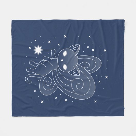 Pixie Cat - Fairy Wings Kat op blauw Fleece Deken (Voorkant (Horizontaal))
