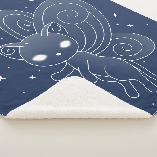 Pixie Cat - Fairy Wings Kat op blauw Sherpa Deken (3/4)