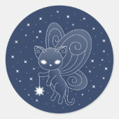 Pixie Cat - Fairy Wings Kat Ronde Sticker (Voorkant)