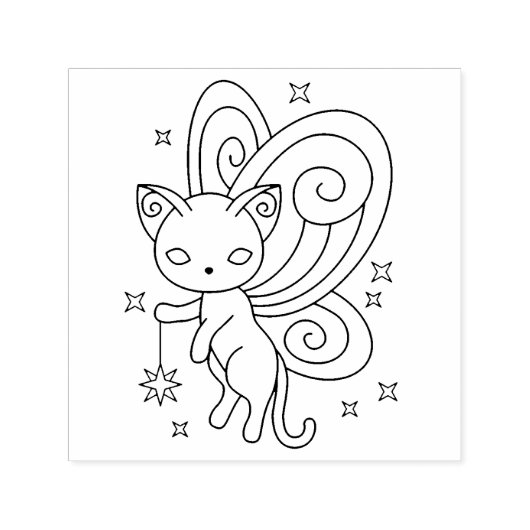Pixie Cat - Fairy Wings Kat Zelfinktende Stempel (Design)