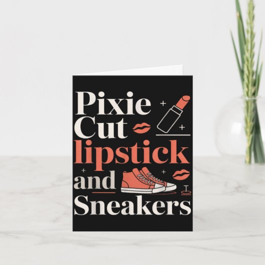 Pixie cut lippenstift en sneakers korte kapsel  kaart (Voorkant)