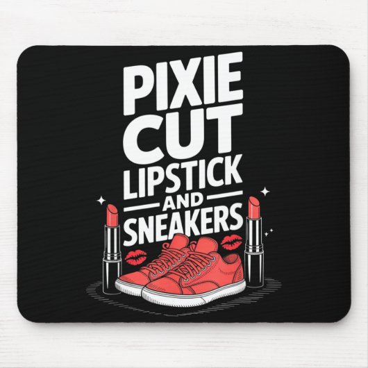 Pixie cut lippenstift en sneakers korte kapsel muismat (Voorkant)