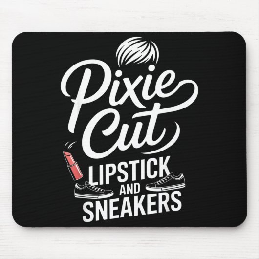 Pixie cut lippenstift en sneakers korte kapsel P Muismat (Voorkant)