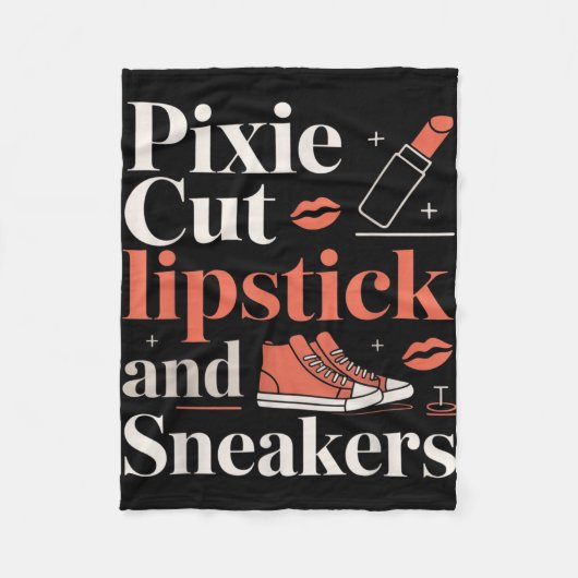 Pixie cut lipstick and sneakers short hair style  fleece deken (Voorkant)