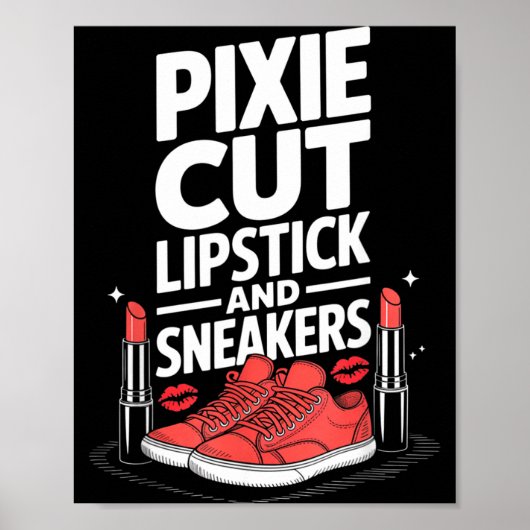 Pixie cut lipstick en sneakers korte kapsel poster (Voorkant)