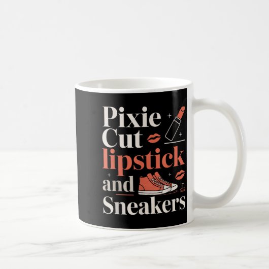 Pixie cut lipstick en sneakers korte kapsel stijl koffiemok (Rechts)