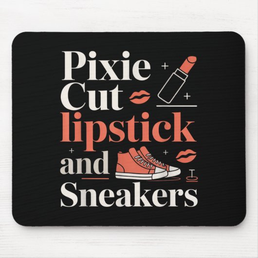 Pixie cut lipstick en sneakers korte kapsel stijl muismat (Voorkant)