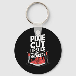 Pixie cut lipstick en sneakers korte kapsels sleutelhanger