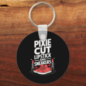 Pixie cut lipstick en sneakers korte kapsels sleutelhanger (Voorkant)